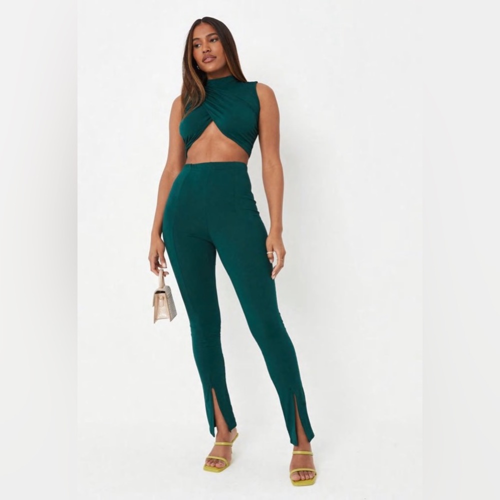 Missguided Green Two Piece Set